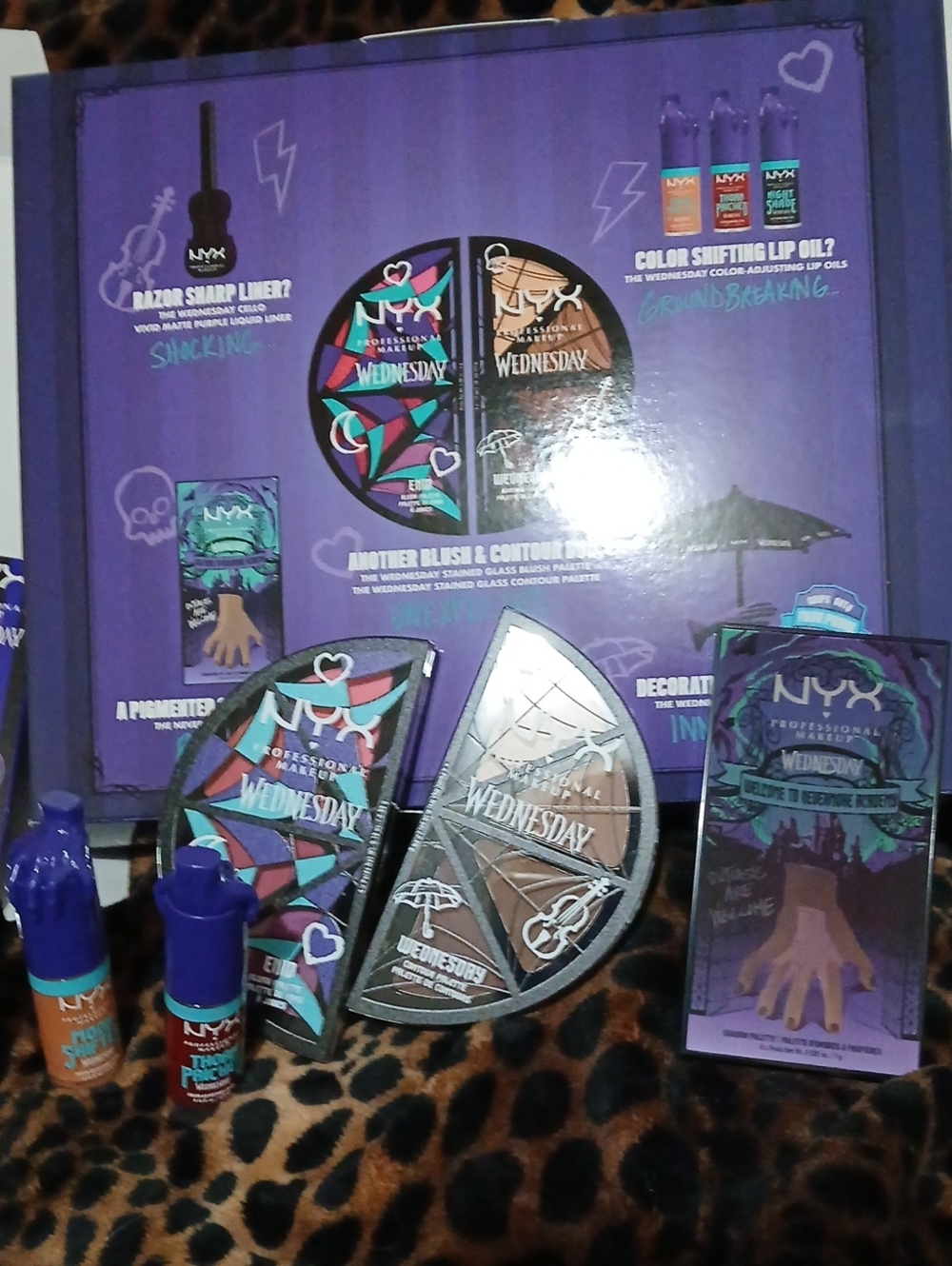 NYX Wednesday Collection Palette & Color-Shifting Lip Oils - Purple, Teal, Black